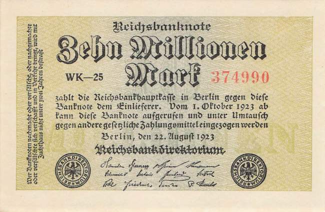 10 Millionen Mark 1923